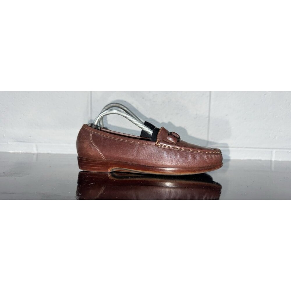SAS Metro Womens Leather Slip On Casual Flats Loafers Shoes Size 7 Brown Tripad
